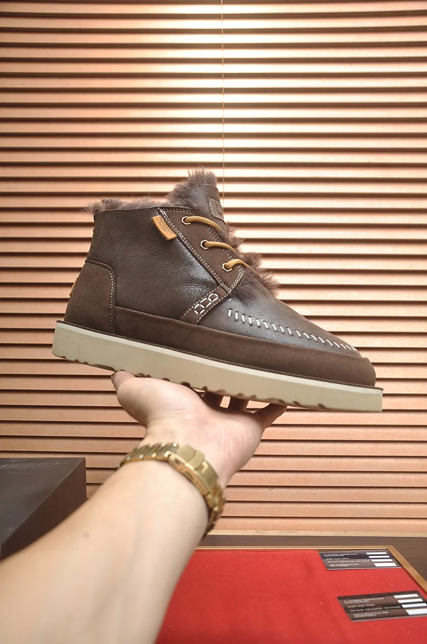 Men's shoes 💰640💶 [UGG] (full wool lining) top-end high-quality fur-in-one warm snow boots from Australia's warm luxury brand men's shoes, UGG-5877 official website synchronized, made of imported cowhide, carefully sewn...Imported rubber foam outsole (comfortable, soft, wear-resistant) The quality is really great...Exquisite workmanship, you can't put it down at first sight, available in sizes 39-44